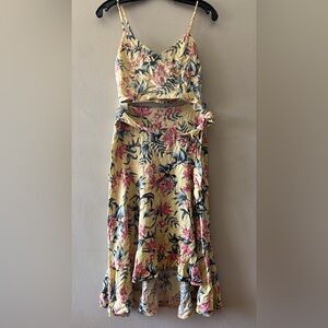 H&M Yellow Floral Midi Skirt - Lightweight Summer Style